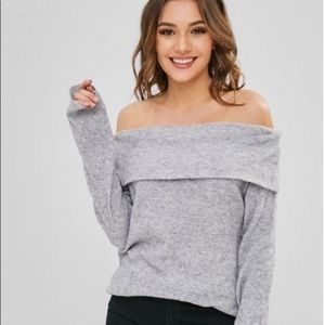 Zaful Off Shoulder Overlay Knitwear